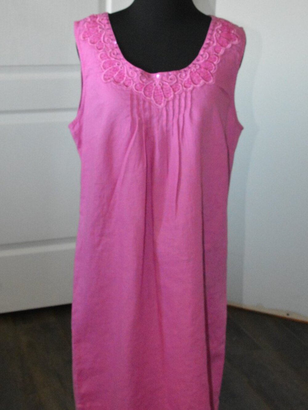 Sunset Rd. Purple Sleeveless Embroidered Linen Shift Dress size 14